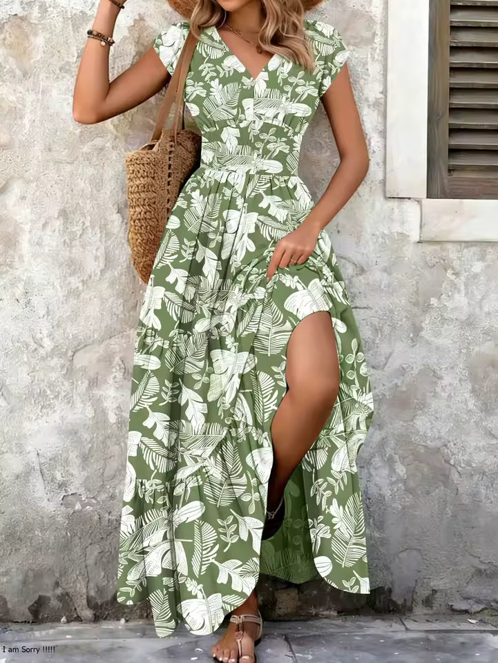 Lorena | Baroque maxi dress with V-neck