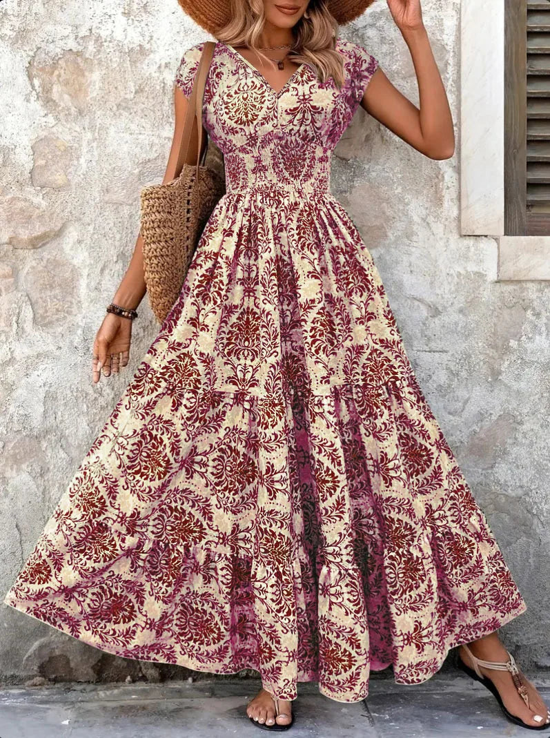 Lorena | Baroque maxi dress with V-neck