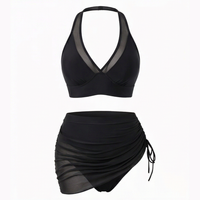 Marella™ – High-Waisted Mesh Bikini Set with Ruffled Skirt