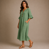 VANESA | Button Detail Midi Dress