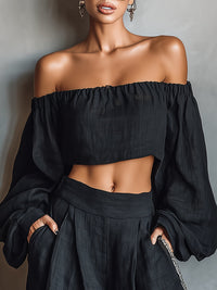 Tess™ | Off-Shoulder Set with Wide Pants