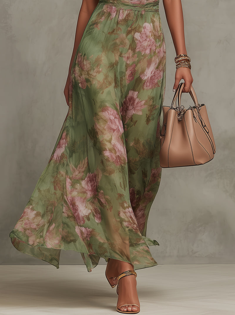 LIVIA | ELEGANT FLORAL HALTER MAXI DRESS