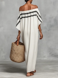 Aveline™ | Maxi dress with bare shoulders and batwing sleeves