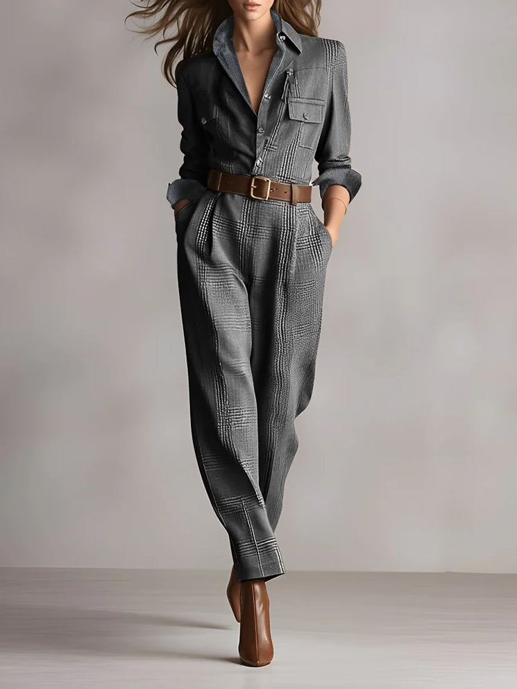 Anna™ | elegant jumpsuit in check pattern