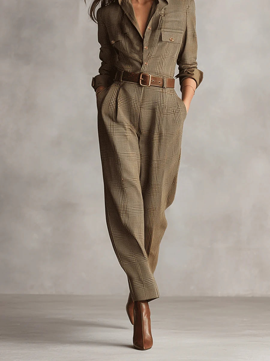Anna™ | elegant jumpsuit in check pattern