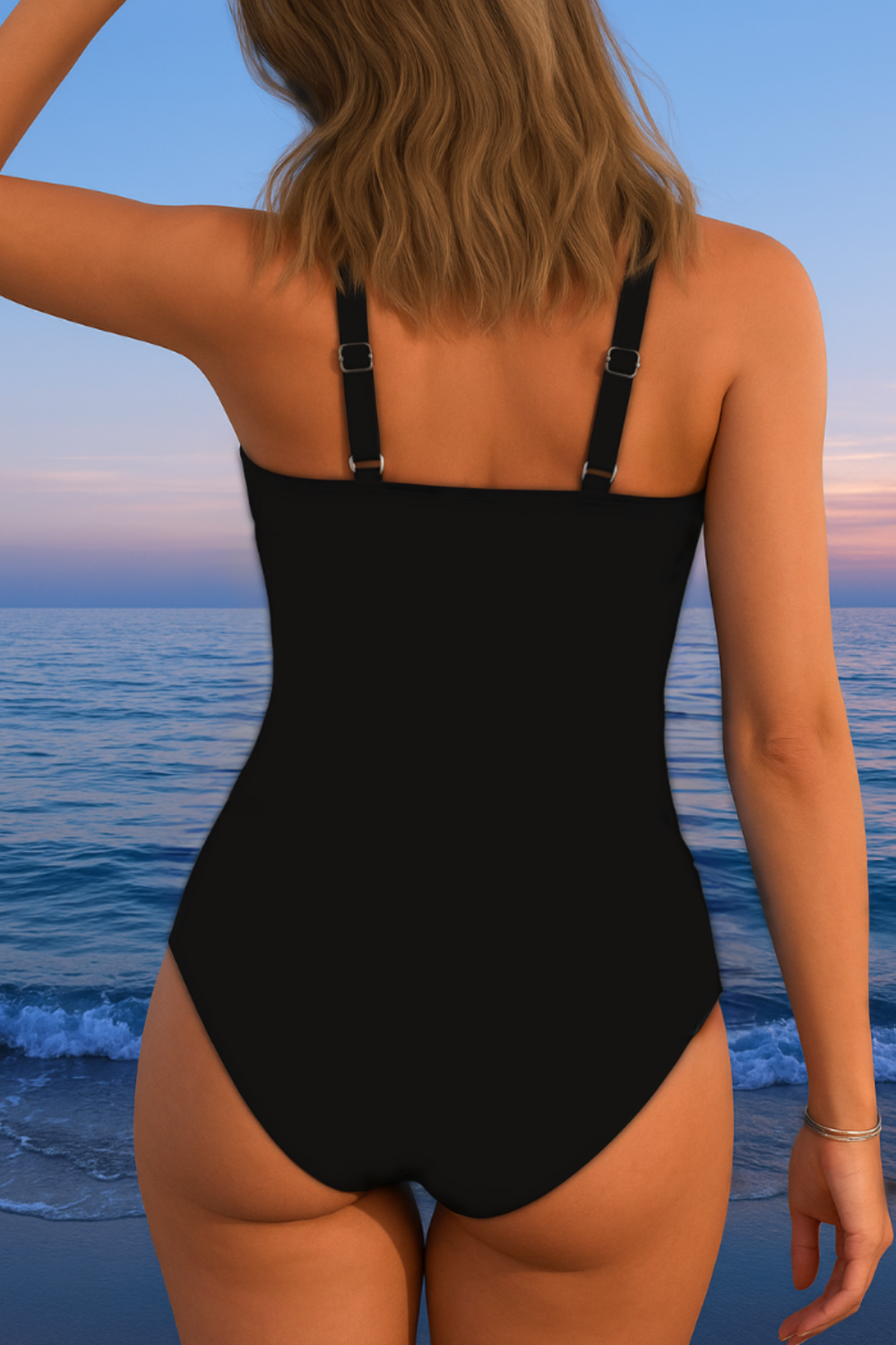 Mercedes™ | Luxury Swimsuit with Crossed Neckline and Multicolor Print