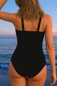 Mercedes™ | Luxury Swimsuit with Crossed Neckline and Multicolor Print