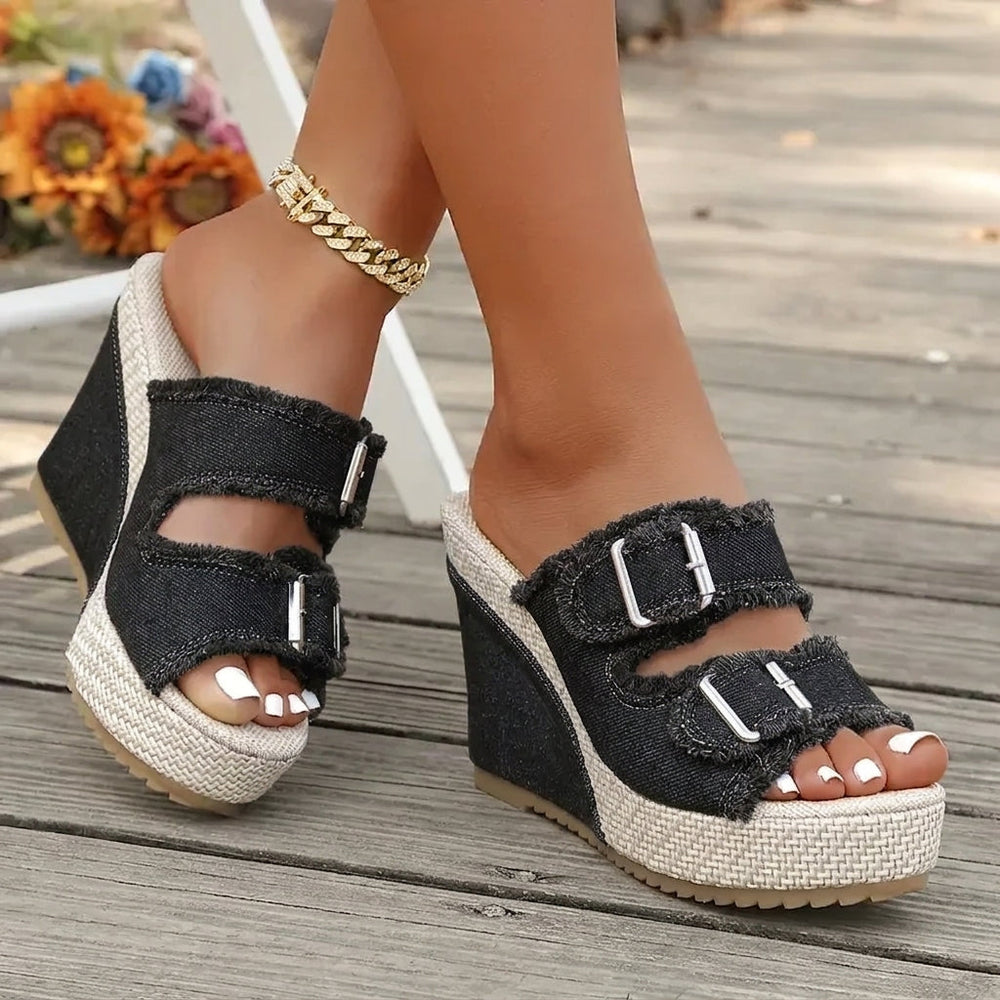 Atelier | Wedge Sandals with Frayed Edges