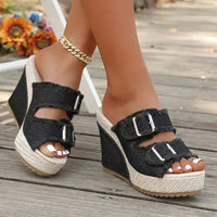 Ada | Denim Wedge Sandals