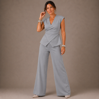 ABIGAIL | Elegant women's set V-neck top and trousers