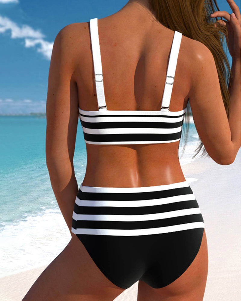 Farah | High-Waisted Striped Bikini