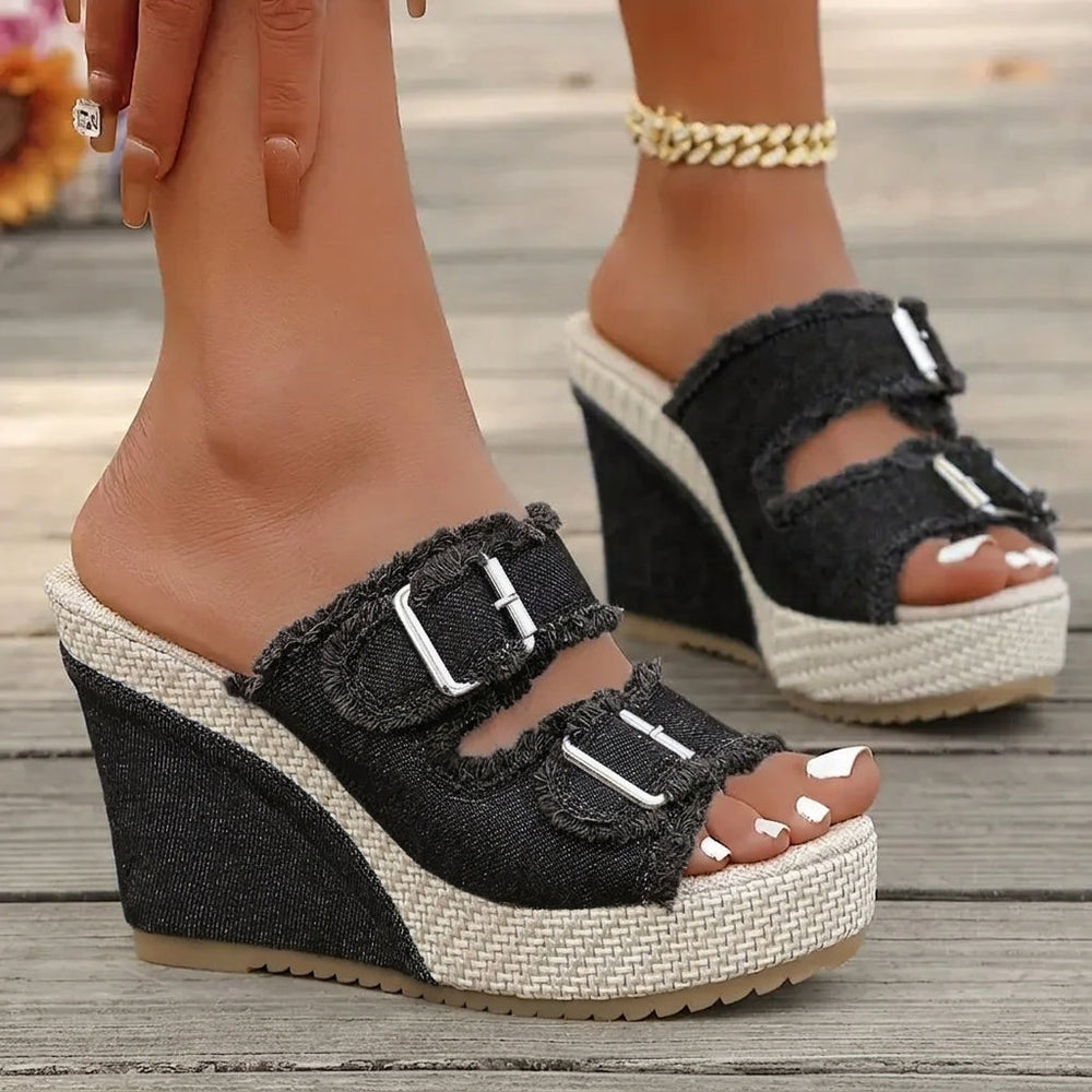Atelier | Wedge Sandals with Frayed Edges