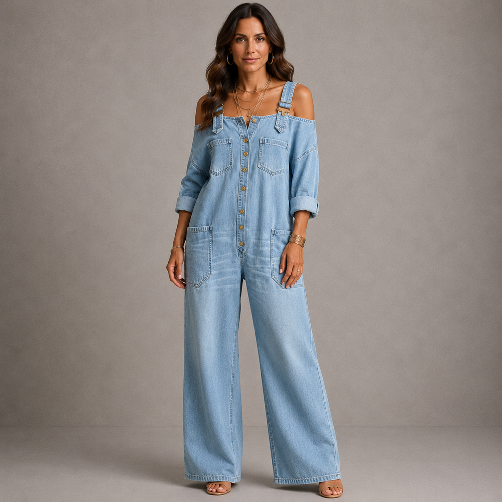 SHELBY | Wide jumpsuit with wide legs and pockets