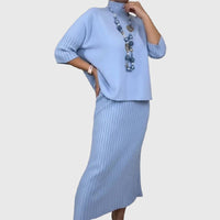 Debora | Ribbed Midi Skirt Knit Set