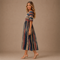 MARGARET | Striped Belly-Hiding Midi Dress
