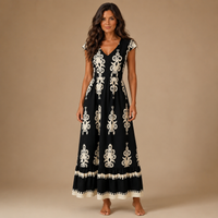 CARMEN | Baroque Maxi Dress with V-Neck