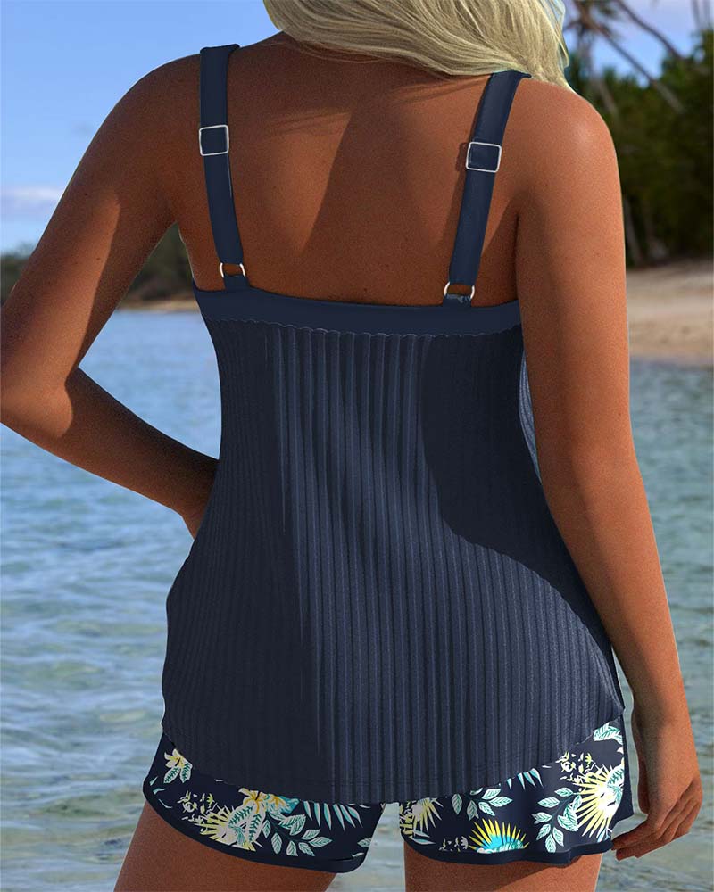 Faye | Striped Two-Piece Tankini Set with Beach Shorts