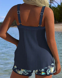 Faye | Striped Two-Piece Tankini Set with Beach Shorts
