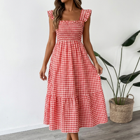 Vera | Checkered Maxi Dress with Square Neckline