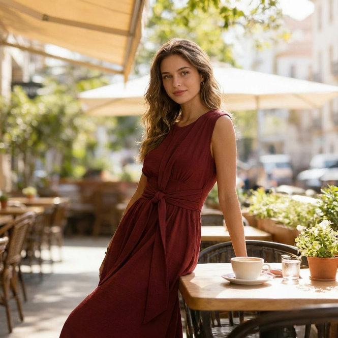 Eva | Elegant sleeveless dress with adjustable waist
