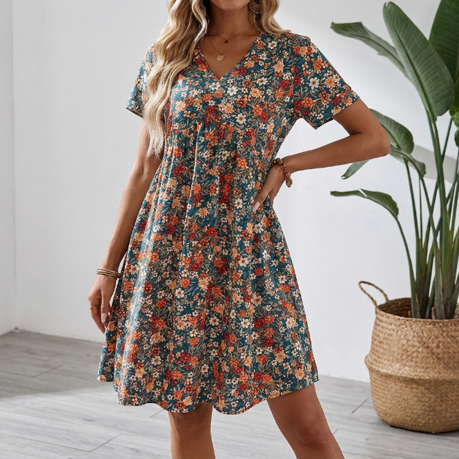 Bea | Floral Summer Dress with V-Neck