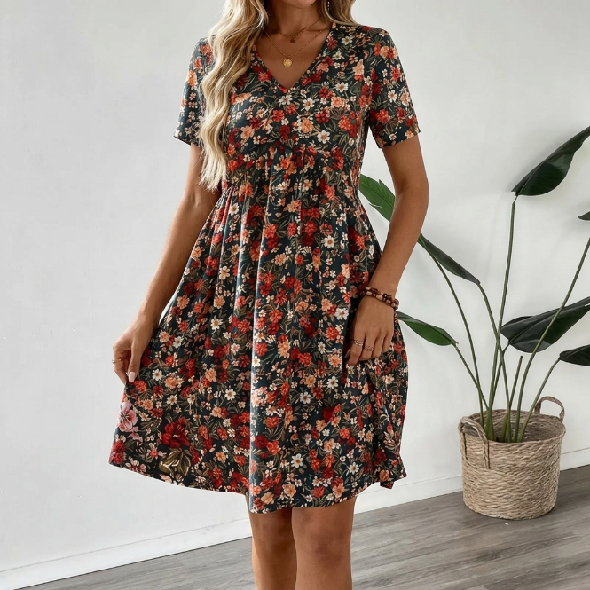 Bea | Floral Summer Dress with V-Neck