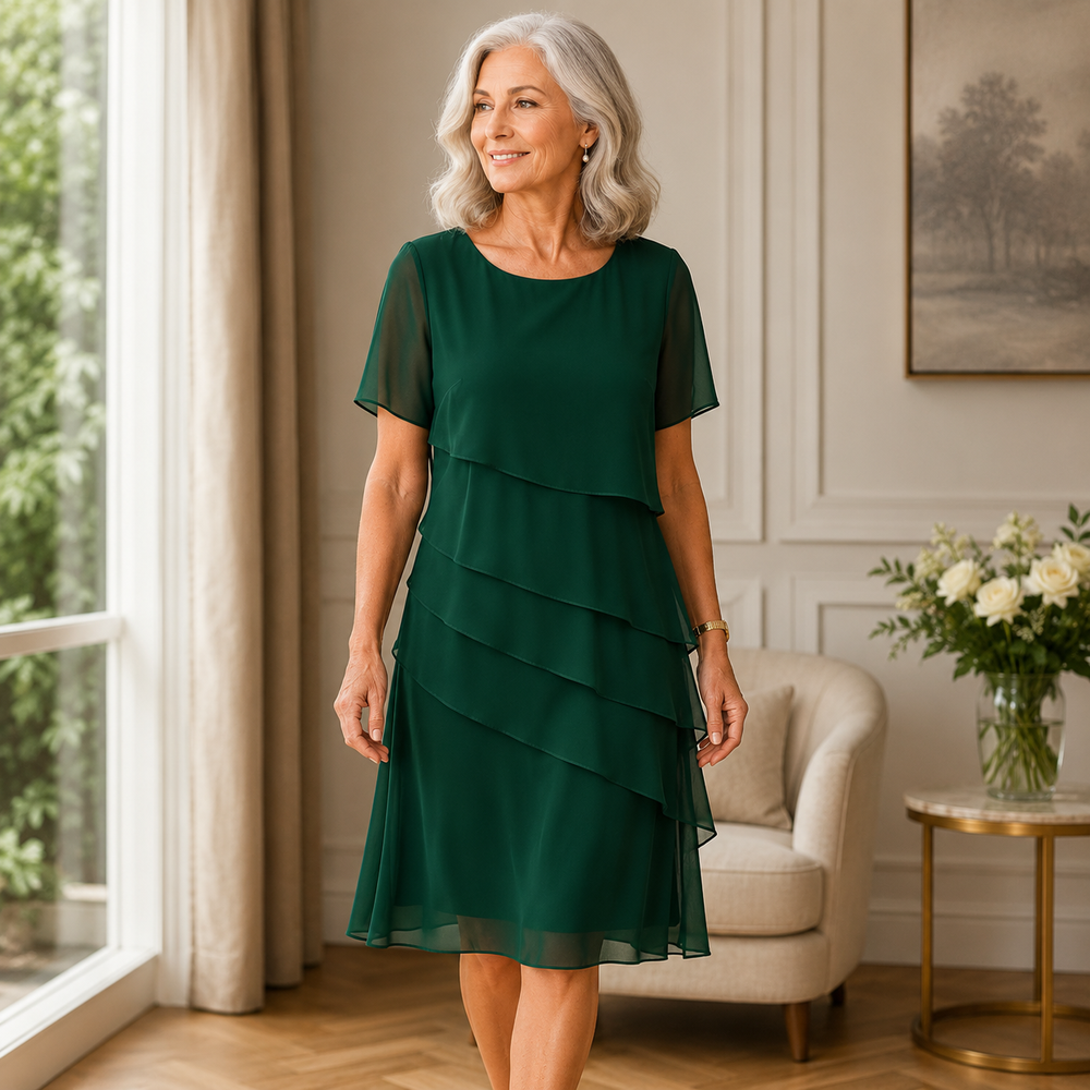 LINDA™  | Elegant Comfort Ruffle Dress