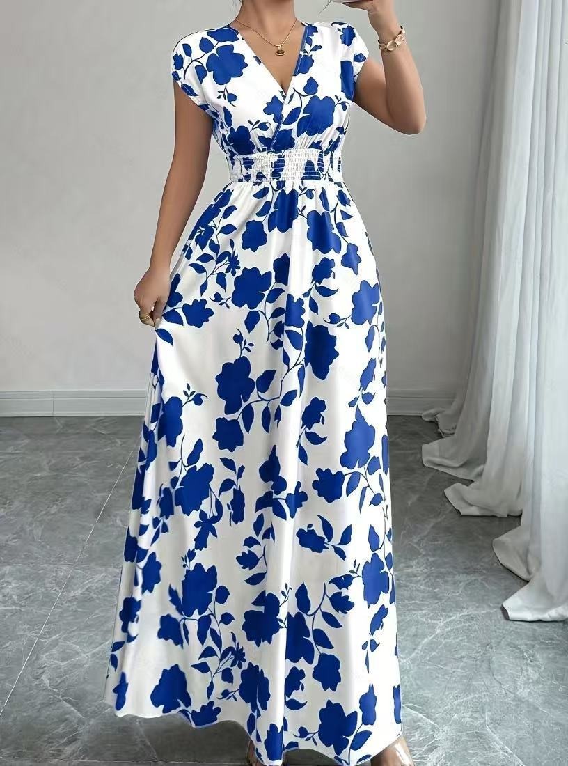 Daniela | Long Floral Dress with V-Neck