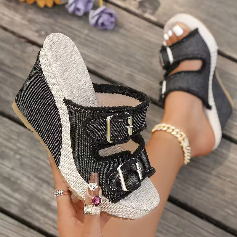 Atelier | Wedge Sandals with Frayed Edges