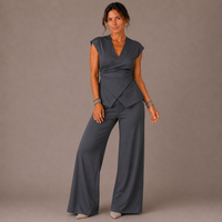 ABIGAIL | Elegant women's set V-neck top and trousers