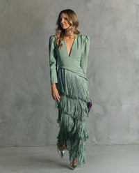 Chiara | Elegant Dress with Fringe Sleeves