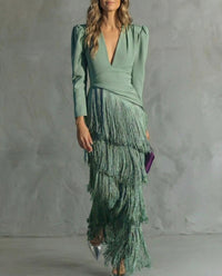 Chiara | Elegant Dress with Fringe Sleeves