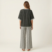 Juliana | V-Neck Varsity Top & Stripe Wide-Leg Set