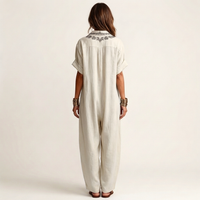 Amarina | Embroidered V-Neck Collar Maxi Dress