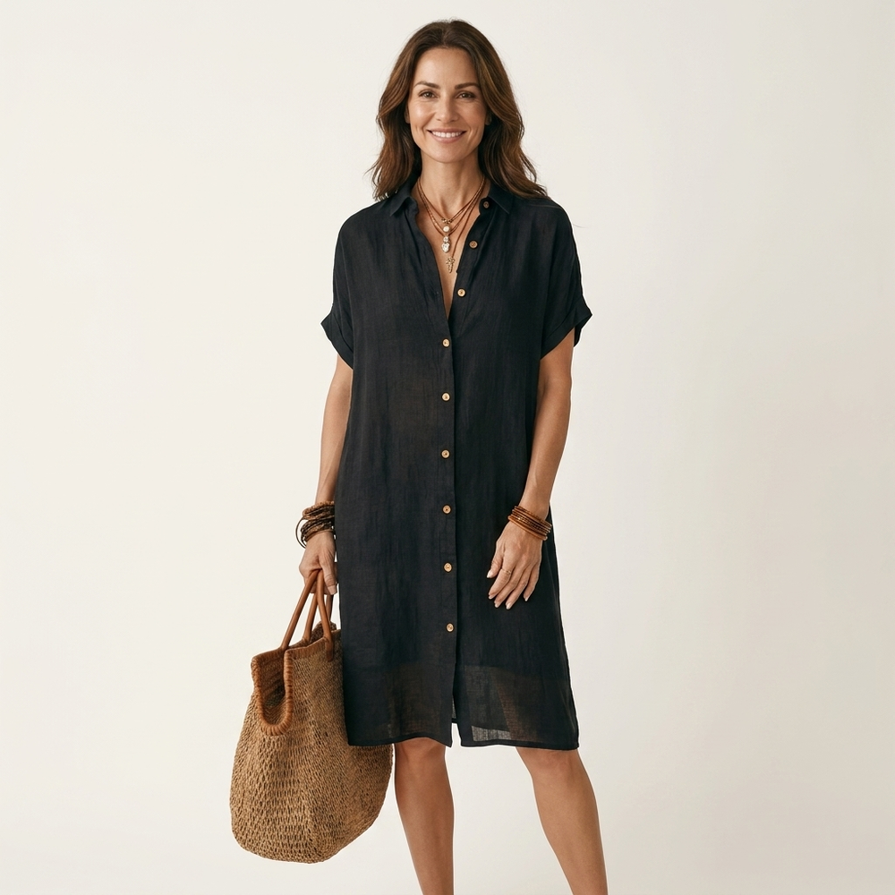 Nidalie | Midi Shirt Dress with Rolled Cuffs