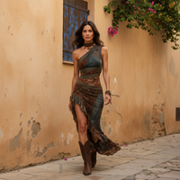 ELENA | One-Shoulder Draped Midi Dress