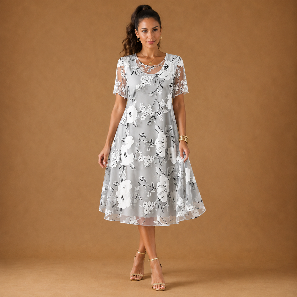 SERAPHINA | Floral Mesh Midi Dress