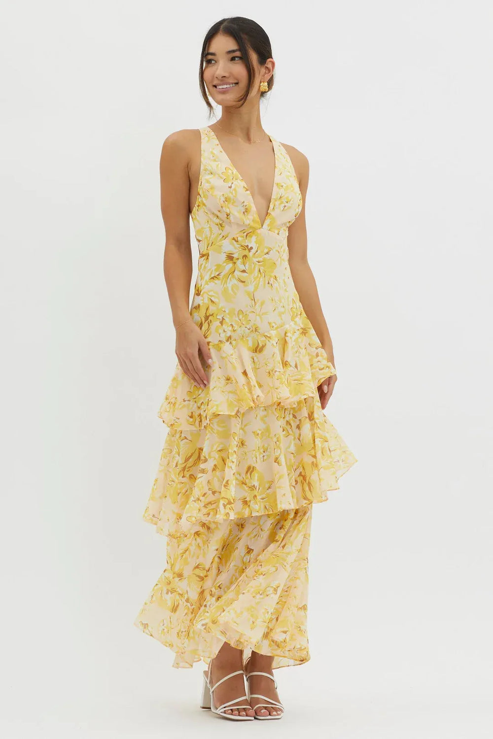 Maya | Long floral dress with ruffles