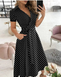 Rita | Geometric Midi Dress with V-Neck