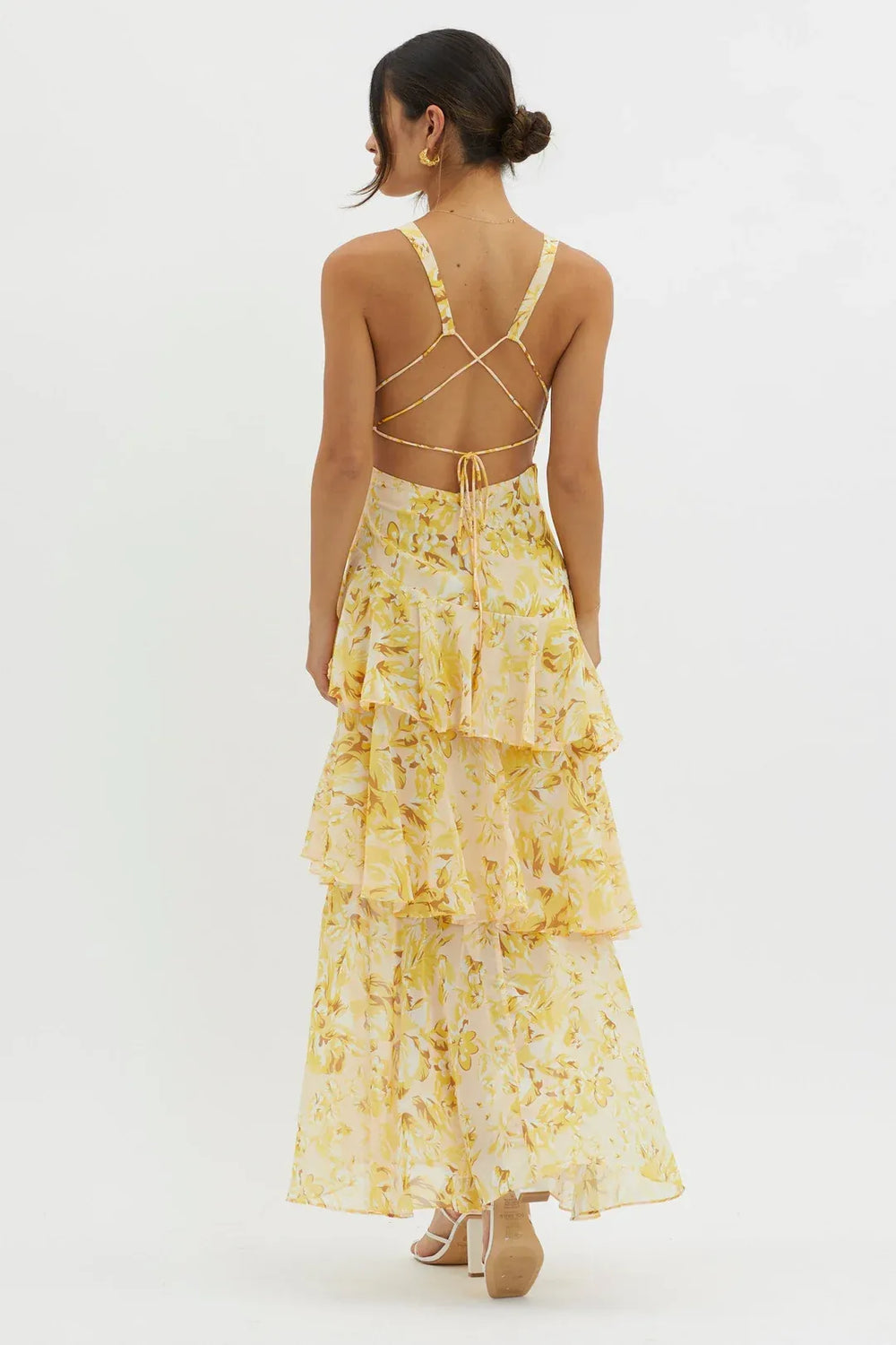 Maya | Long floral dress with ruffles