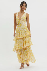 Maya | Long Floral Dress with Ruffles