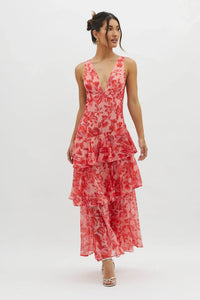 Maya | Long floral dress with ruffles