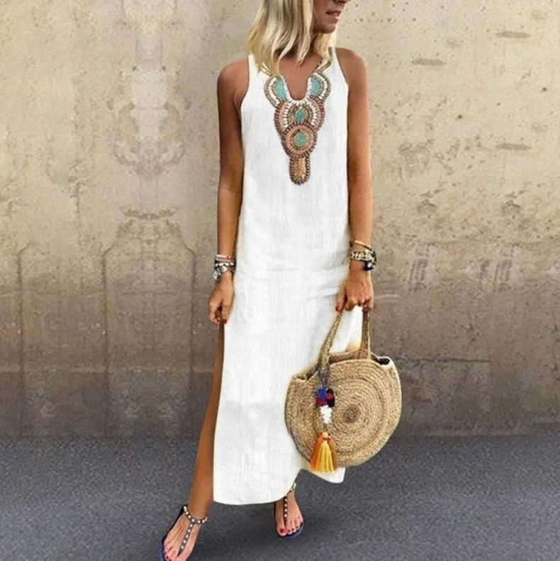 Nerea | Bohemian Maxi Dress with V-Neck
