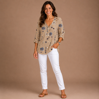JOANNE | Printed Button Tunic Top
