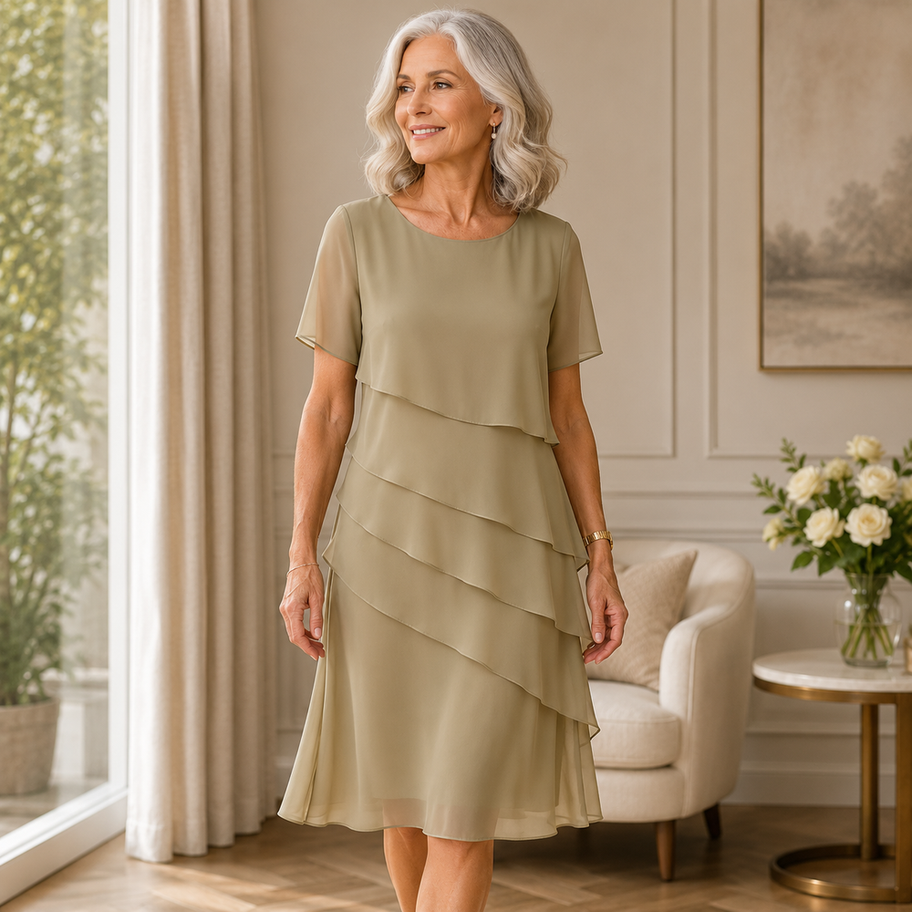 LINDA™  | Elegant Comfort Ruffle Dress
