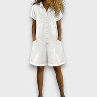 Sofía | Denim-Look Cotton Short Vintage Overalls