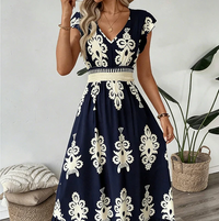 Candela | Baroque maxi dress with V-neck