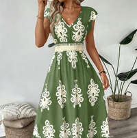 Candela | Baroque maxi dress with V-neck