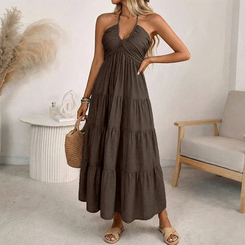 Julia | Long dress with halter neck and open back
