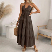 Julia | Long dress with halter neck and open back